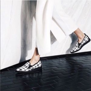 Everlane Black and White Tweed Loafers